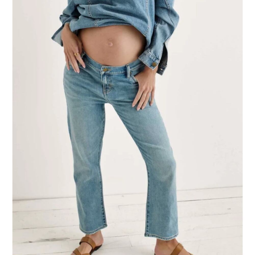 Hatch The Crop Light Wash Ankle Jeans 30 Straight Raw Hem Designer Denim